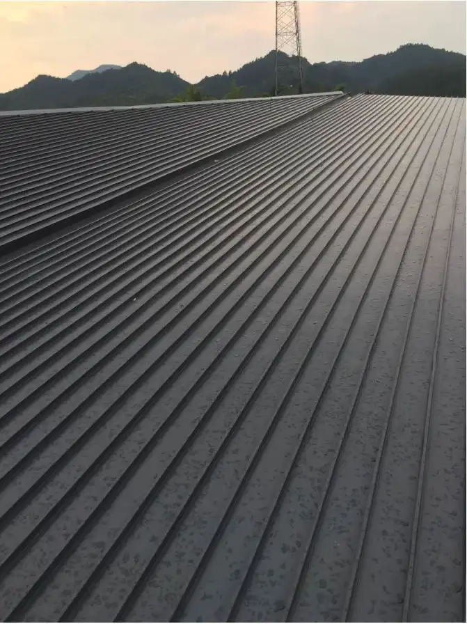 black standing seam metal roofing panels