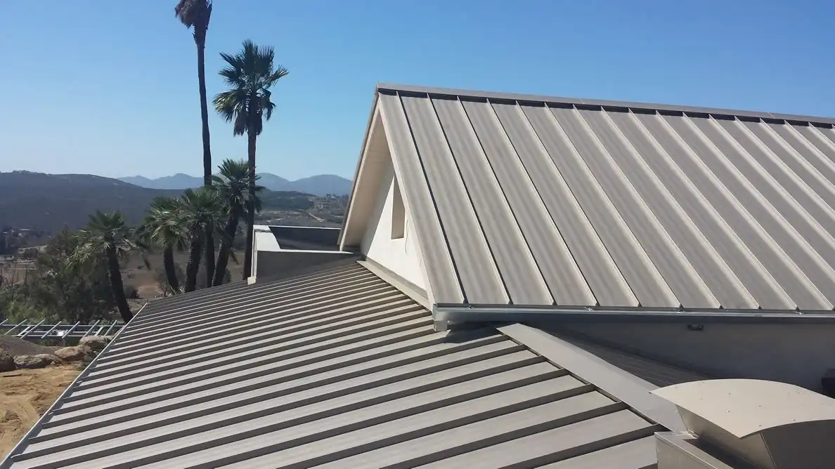 Black standing seam metal roofing panels